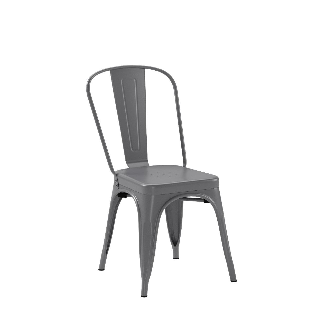Amazon Basics Esszimmerstühle aus Metall, Schwarz, mit Rückenlehne, stapelbar, Bistro, Küche, Innen- & Außenbereich, 4er-Set, Dunkelgrau, 51 x 43 x 85 cm