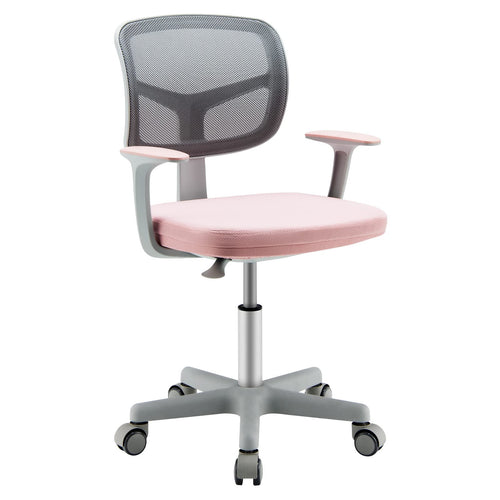 DREAMADE Kinder Schreibtischstuhl höhenverstellbar, ergonomischer Jugenddrehstuhl mit Rückenlehne & Armlehnen, Kinder Drehstuhl mit 5 Rollen, für Kinder 3-10 Jahre alt, bis 150kg belastbar (Rosa)